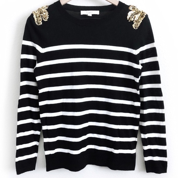 NWOT Sweater with Gold Sequin Shoulder Detail - Picture 5 of 8